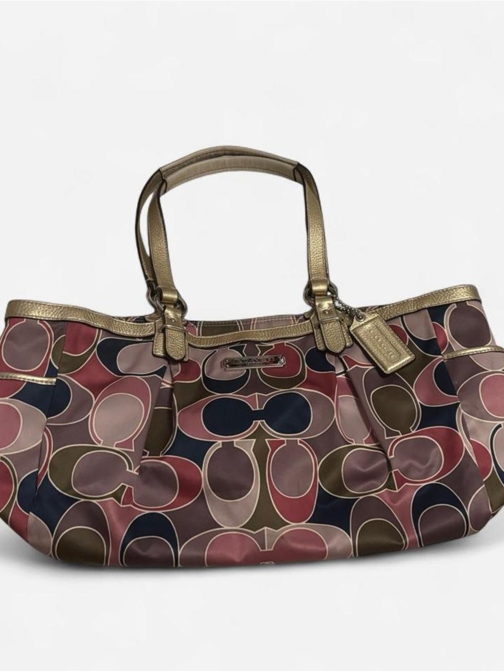 Coach Multicolor Signature Satchel with Gold Trim